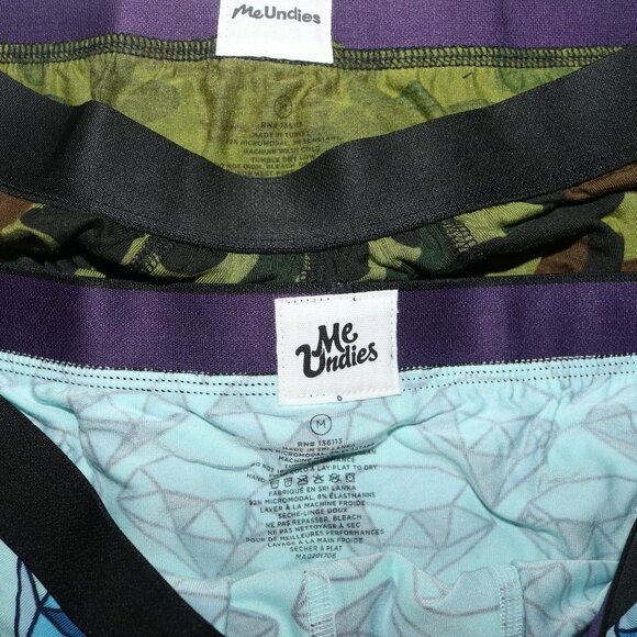 MeUndies men's trunk briefs size medium lot of 2 diamonds and camo NWOT - Picture 3 of 3